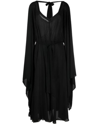Styland Open-front Draped Midi Dress - Black