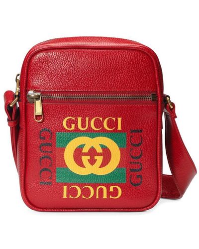 Gucci Print Messenger Bag - Red