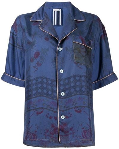 Pierre Louis Mascia Silk Short-sleeve Shirt - Blue