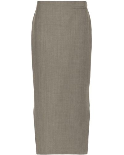 Givenchy High-low Hem Wool Skirt - Grey