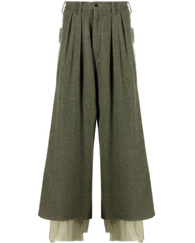 Sulvam Pantalones anchos estilo capri - Verde