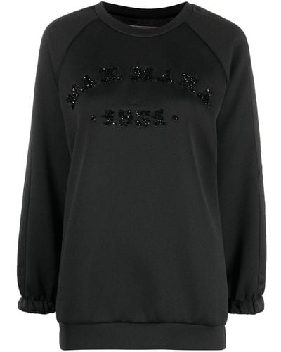 Max Mara Logo-embellished Long-sleeved Sweater - Black