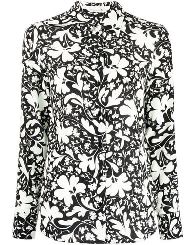 Stella McCartney Seidenhemd mit Blumen-Print - Schwarz