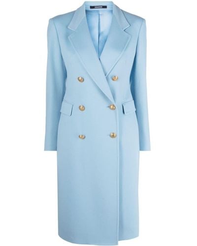 Tagliatore Double-breasted Virgin Wool-blend Coat - Blue