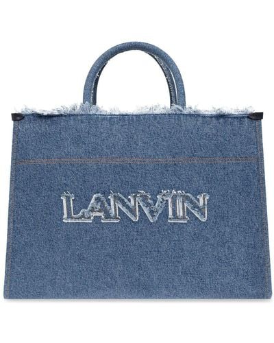 Lanvin Bolso shopper con logo bordado - Azul