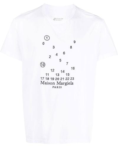 Maison Margiela T-shirt à logo Numeric brodé - Blanc
