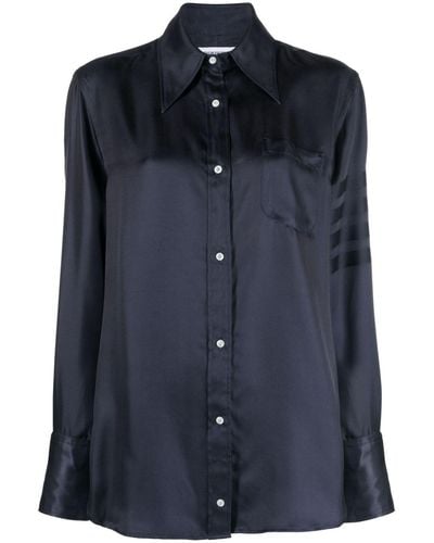 Thom Browne 4-bar Stripe Long-sleeved Shirt - Blue