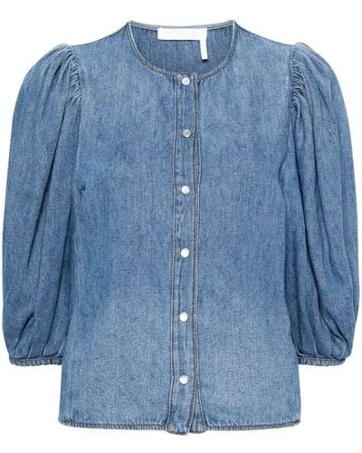 Chloé Balloon-Sleeve Denim Shirt - Blue