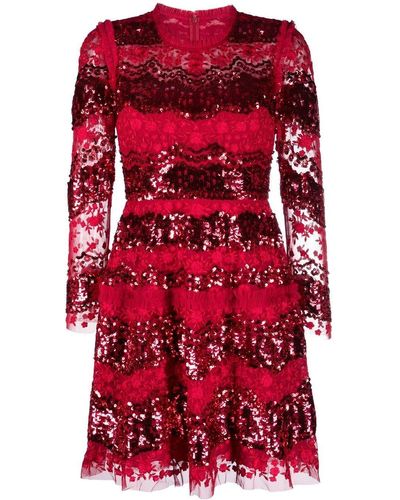 Needle & Thread Sequin-embellished Mini Dress - Red