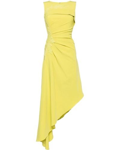 Saiid Kobeisy Gathered Crepe Asymmetric Dress - Yellow