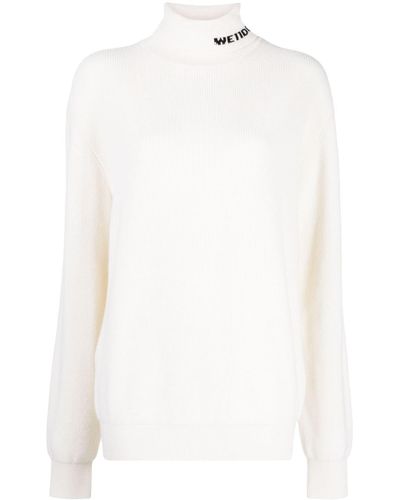 we11done Intarsia-knit Roll-neck Jumper - White