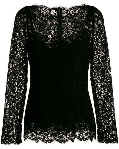 Dolce & Gabbana Blusa de encaje de manga larga - Negro