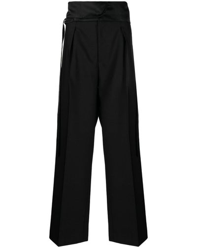 Wales Bonner Side-fastening Wide-leg Pants - Black