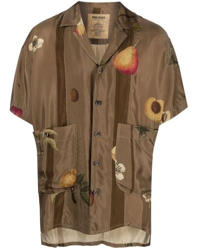 Uma Wang Camisa con motivo de frutas - Marrón