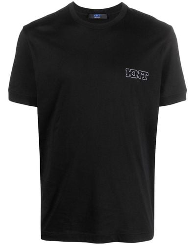 Kiton T-shirt Met Geborduurd Logo - Zwart