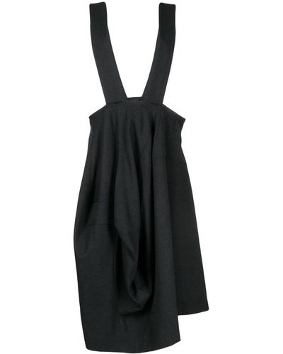 Comme des Garçons Dungarees-style Asymmetric Midi Dress - Black