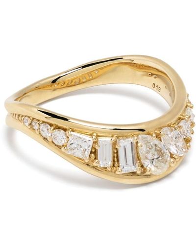 Fernando Jorge Anello Stream Wave in oro giallo 18kt con diamante - Metallizzato