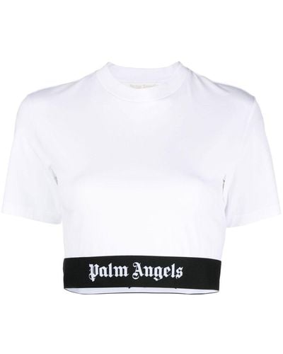 Palm Angels T-shirt blanc à bordure à logo
