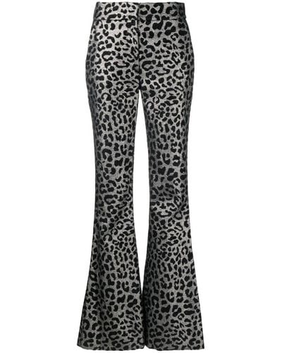 Genny Pantalon évasé à imprimé léopard - Noir