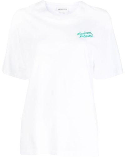 Maison Kitsuné T-shirt en coton à logo imprimé - Blanc