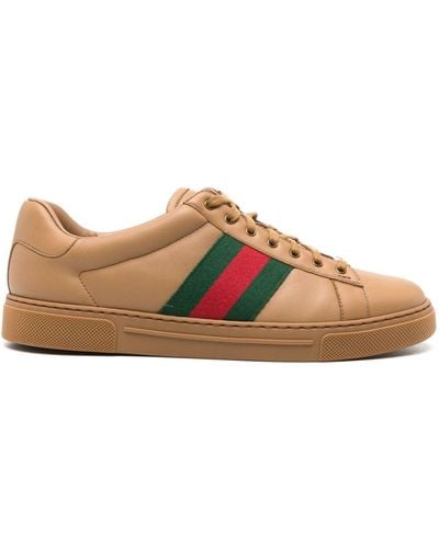 Gucci Ace Leather Sneakers - Brown