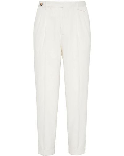 Brunello Cucinelli High-waist Tapered Trousers - White