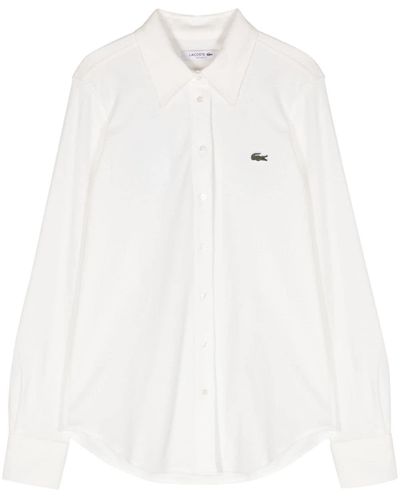 Lacoste Camisa de piqué con parche del logo - Blanco