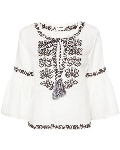 P.A.R.O.S.H. Ciclone Floral-embroidered Blouse - White