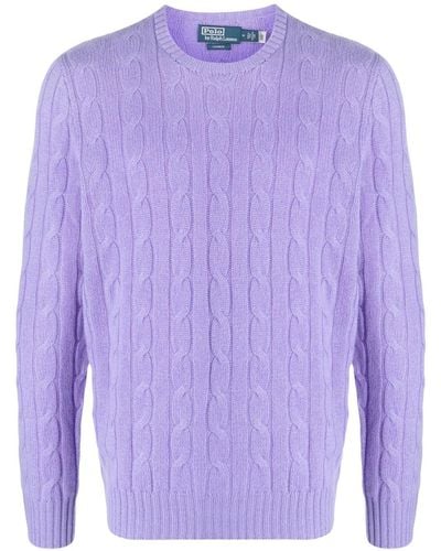 Polo Ralph Lauren Cable-knit Round-neck Sweater - Purple