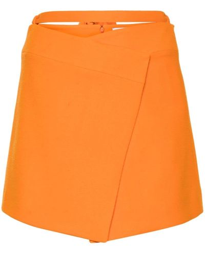 Patou Crepe Wrap Mini Skirt - Orange