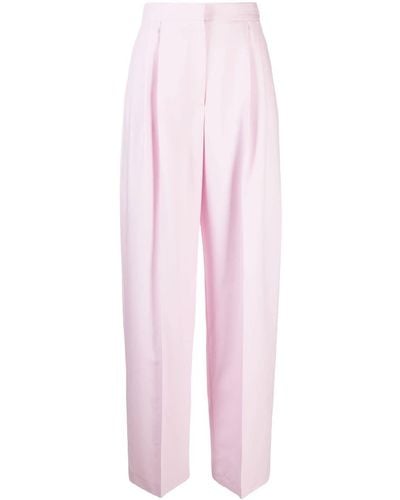 Alexander McQueen High-waisted Pleated Pants - Pink