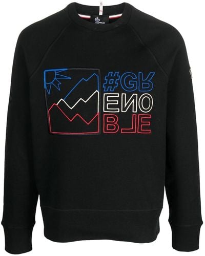 3 MONCLER GRENOBLE Sweatshirt mit Logo-Stickerei - Grau