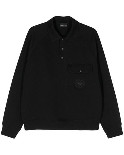 Emporio Armani ロングスリーブ ポロシャツ - ブラック