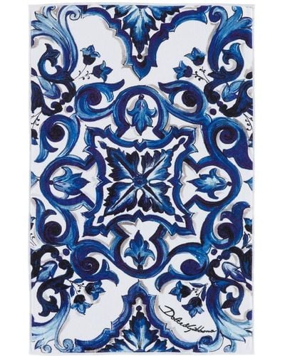 Dolce & Gabbana Tapis de bain à tissu en éponge - Bleu