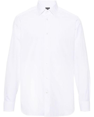 ZEGNA Spread-collar Cotton Shirt - White