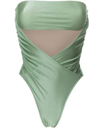 Adriana Degreas Cut-out Detailing Strapless Swimsuit - Green