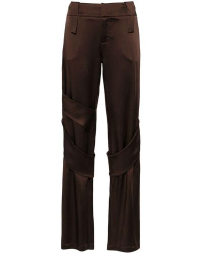 Blumarine Satin Wide-leg Cargo Trousers - Brown