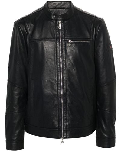 Peuterey Trearie Leather Jacket - Black