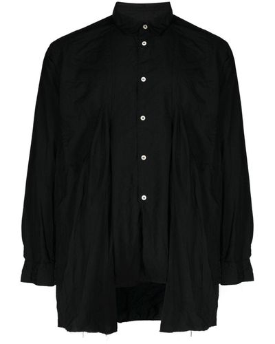 Comme des Garçons Spread-collar Crease-effect Shirt - Black