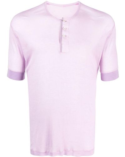 Maison Margiela T-Shirt mit Henley-Kragen - Pink