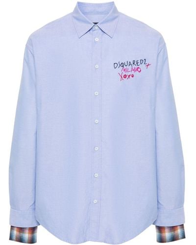 DSquared² Camisa con logo bordado - Azul