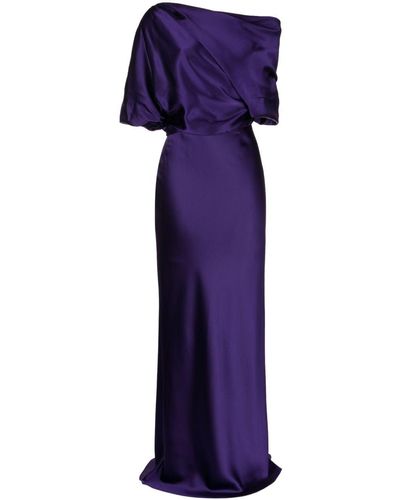 Amsale Off-shoulder Draped-detail Gown - Purple