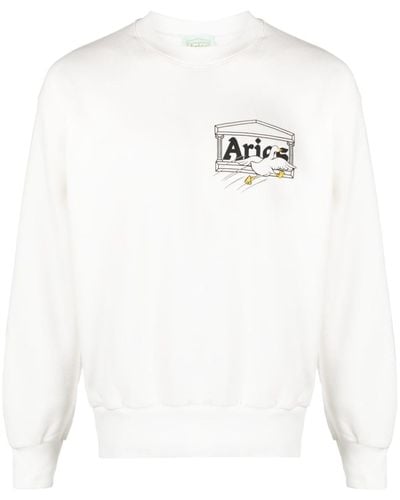 Aries Sweat en coton à logo imprimé - Blanc