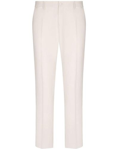 Dolce & Gabbana Stretch-wool Tuxedo Pants - White