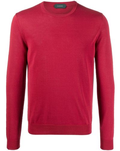 Zanone Crew-neck Knitted Sweater - Red