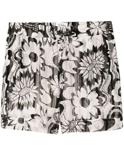 Amir Slama High-waisted Floral-print Shorts - Black