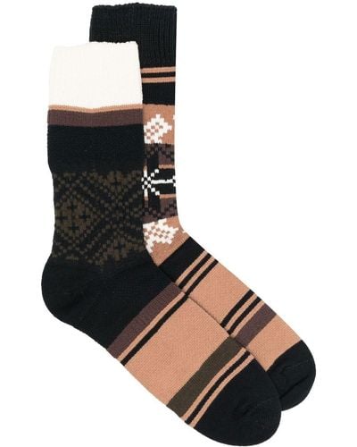 Sacai Stripe-print Detail Socks - Black