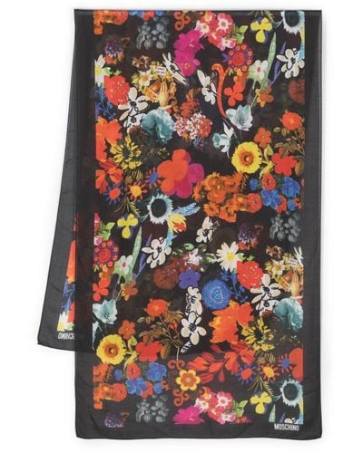 Moschino Floral-print Modal Scarf - Black