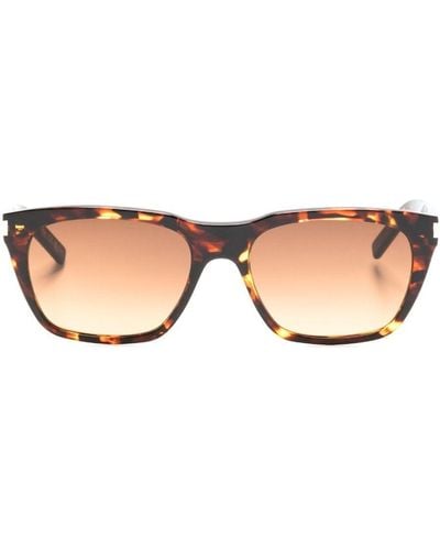Saint Laurent Tortoiseshell-effect Tinted-lenses Sunglasses - Natural