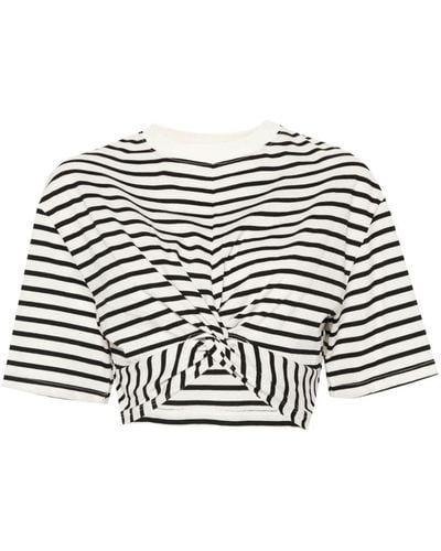 MSGM T-shirt a righe crop - Nero